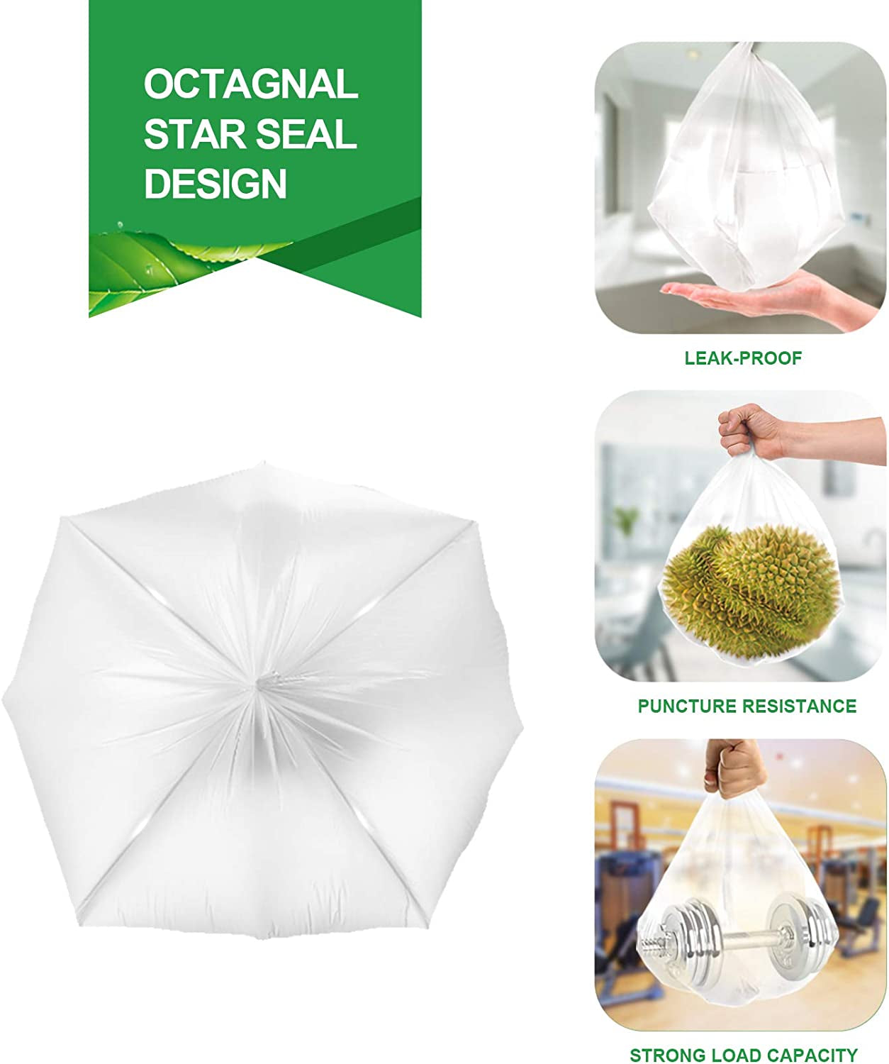 Clear Small Trash Bags 2.6 Gallon Garbage Bags Wastebasket Bin Liners 220 Count Plastic Trash Bags for Bathroom Bedroom Office Garbage Can 10 Liters
