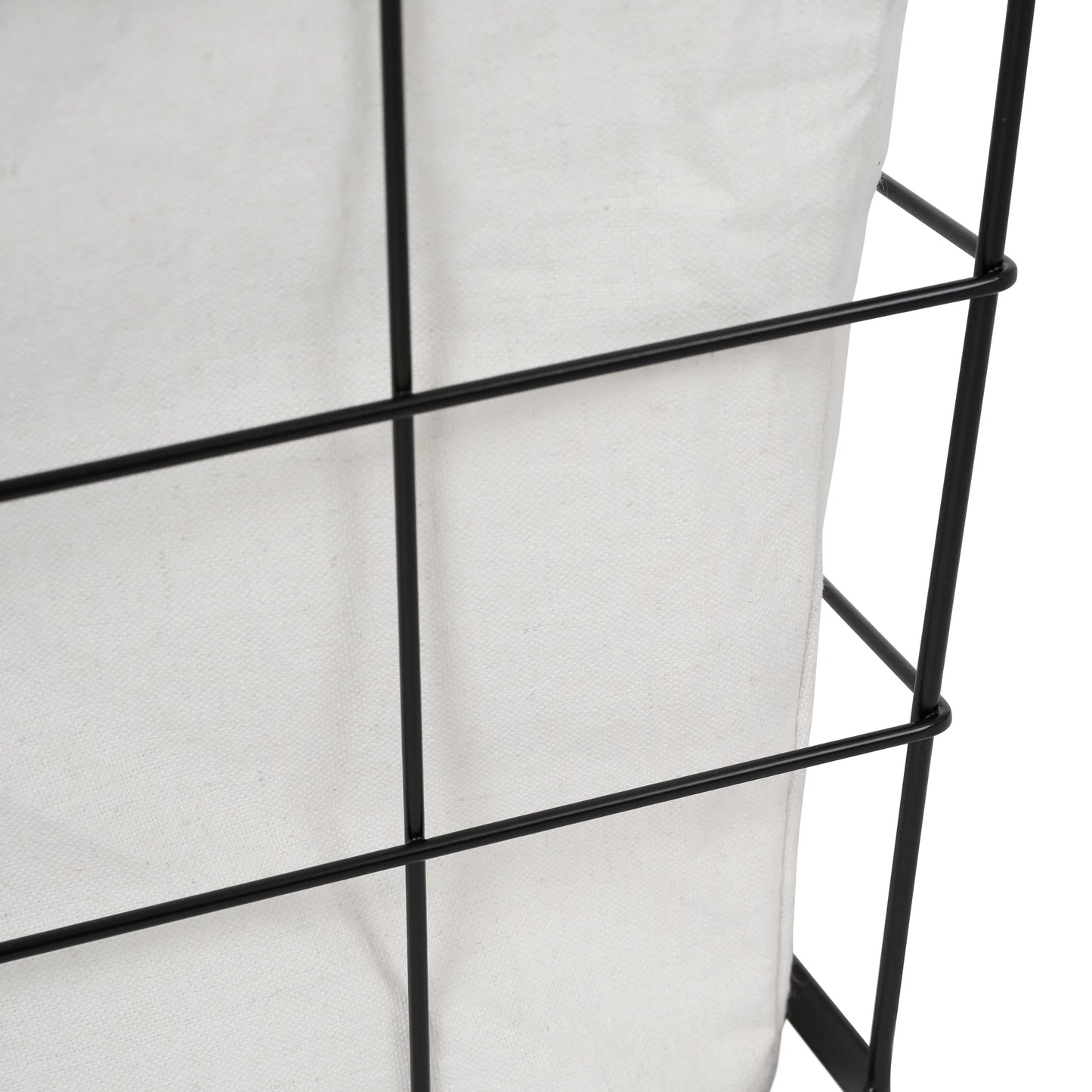 (2 Pack) 60L Rectangular Steel Wire Laundry Basket with Removable Cotton Blend Liner for Adult, Black & Natural