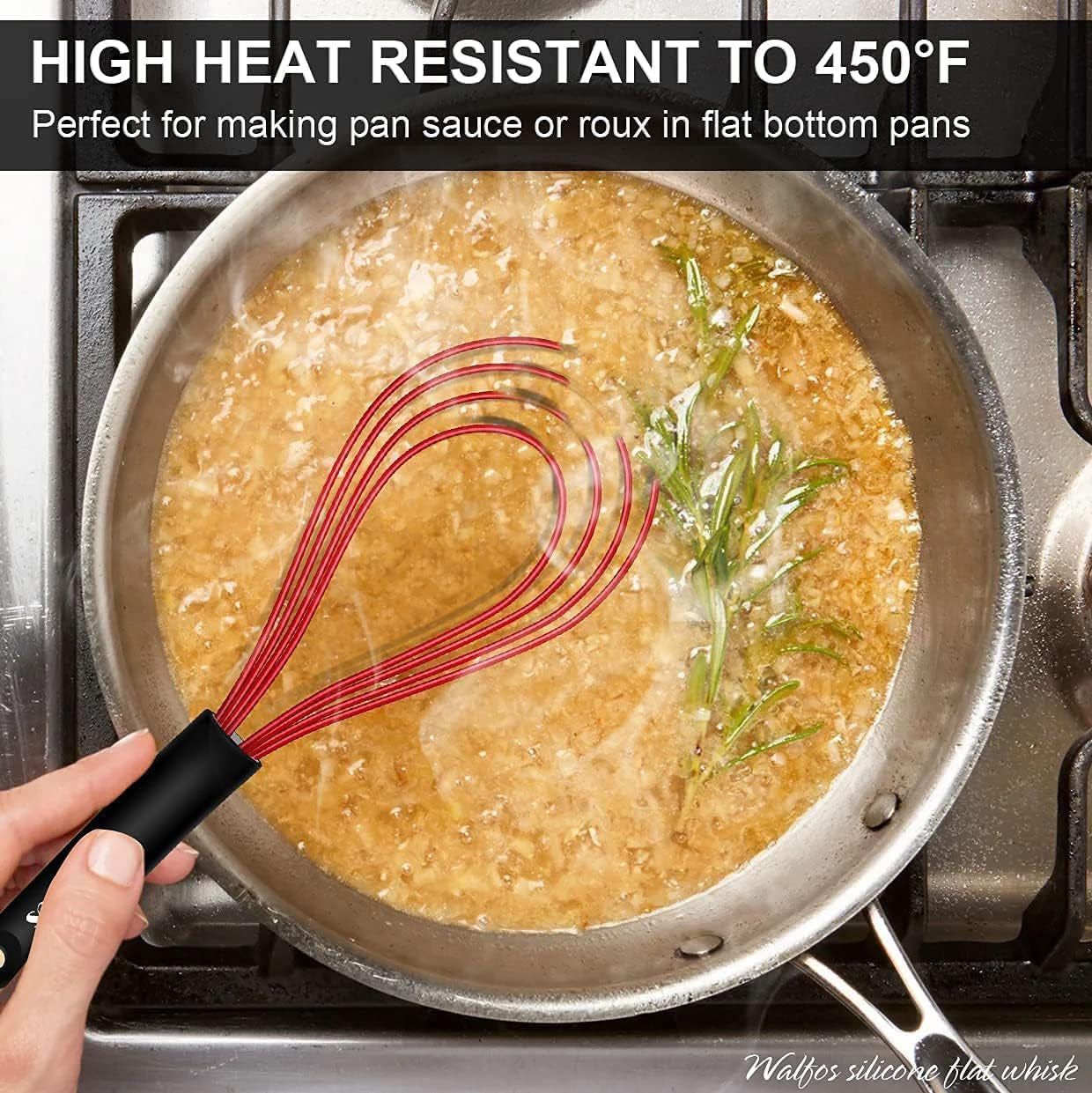 Silicone Whisk Set, 11'' Flat Whisk and 10'' Balloon Whisk for Blending Beating Stirring and Kitchen Cooking