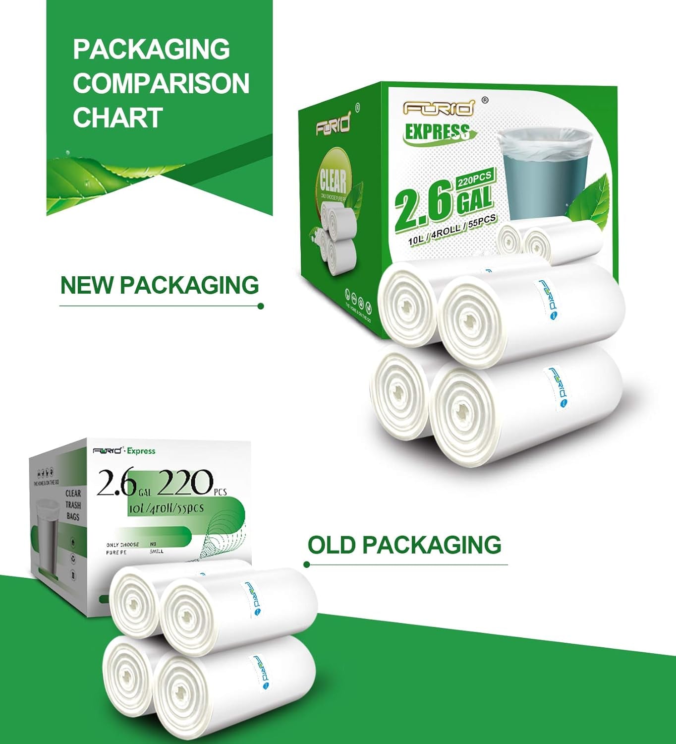 Clear Small Trash Bags 2.6 Gallon Garbage Bags Wastebasket Bin Liners 220 Count Plastic Trash Bags for Bathroom Bedroom Office Garbage Can 10 Liters