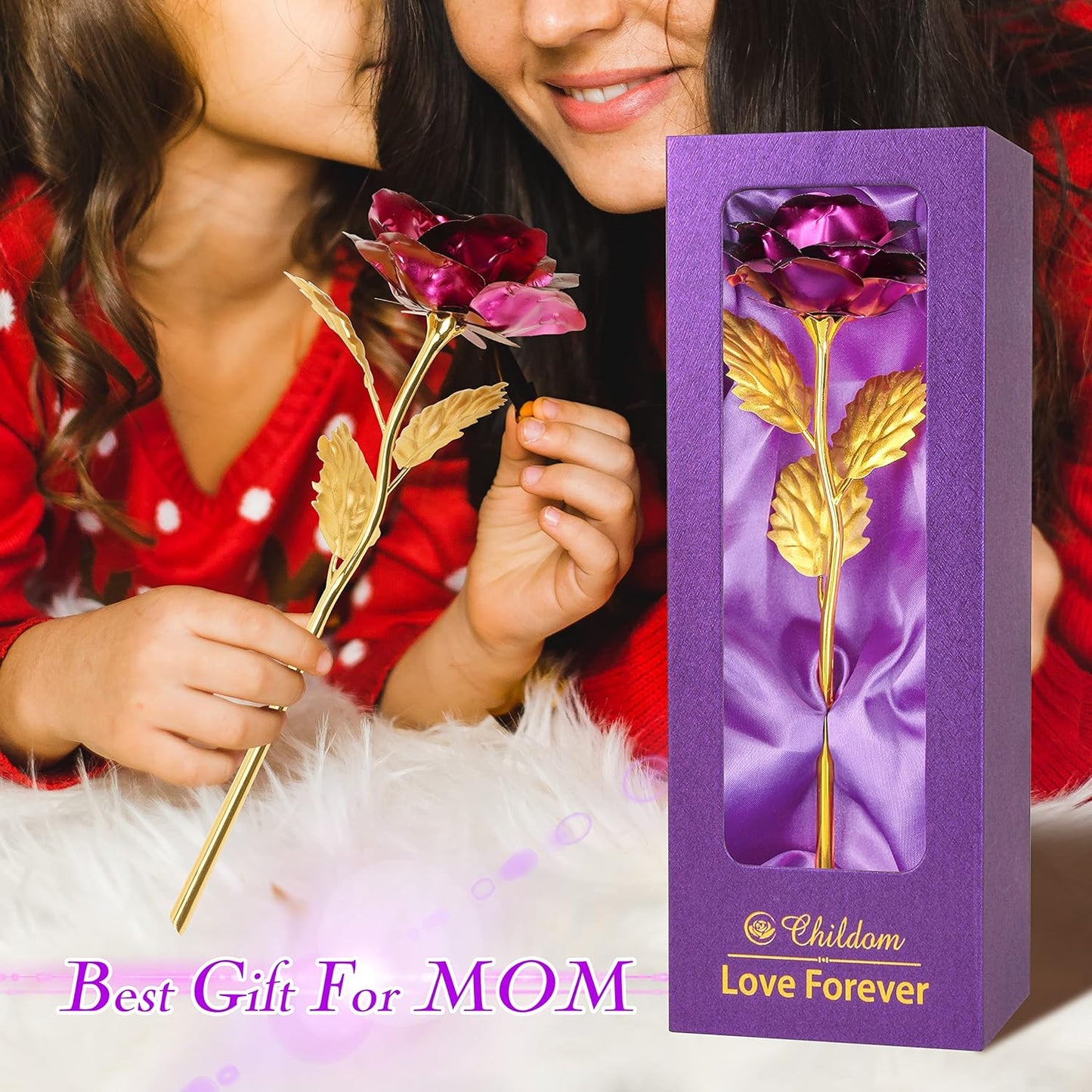 Roses Flower Gifts for Women, Mom Birthday Gifts for Her, Purple Roses Gifts with Purple Gift Box, Christmas Rose Flower Gifts for Mom from Daughter Son, Xmas Rose Gifts Idea for Wife,Women,Mom