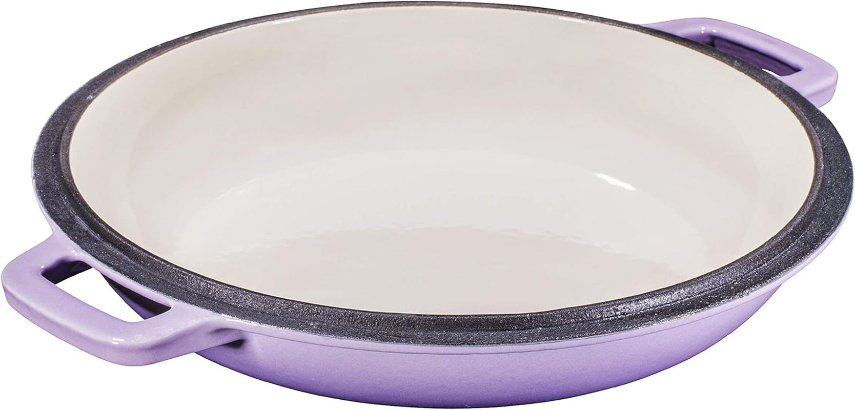 2 in 1 Enameled Cast Iron Double Dutch Oven & Skillet Lid, 5-Quart, Induction, Electric, Gas & in Oven Compatible, Enameled Purple