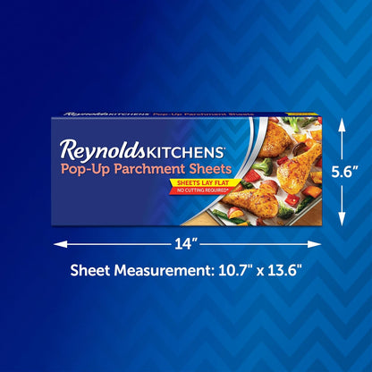 Kitchens Pop-Up Parchment Paper Sheets, 10.7X13.6 Inch, 30 Sheets