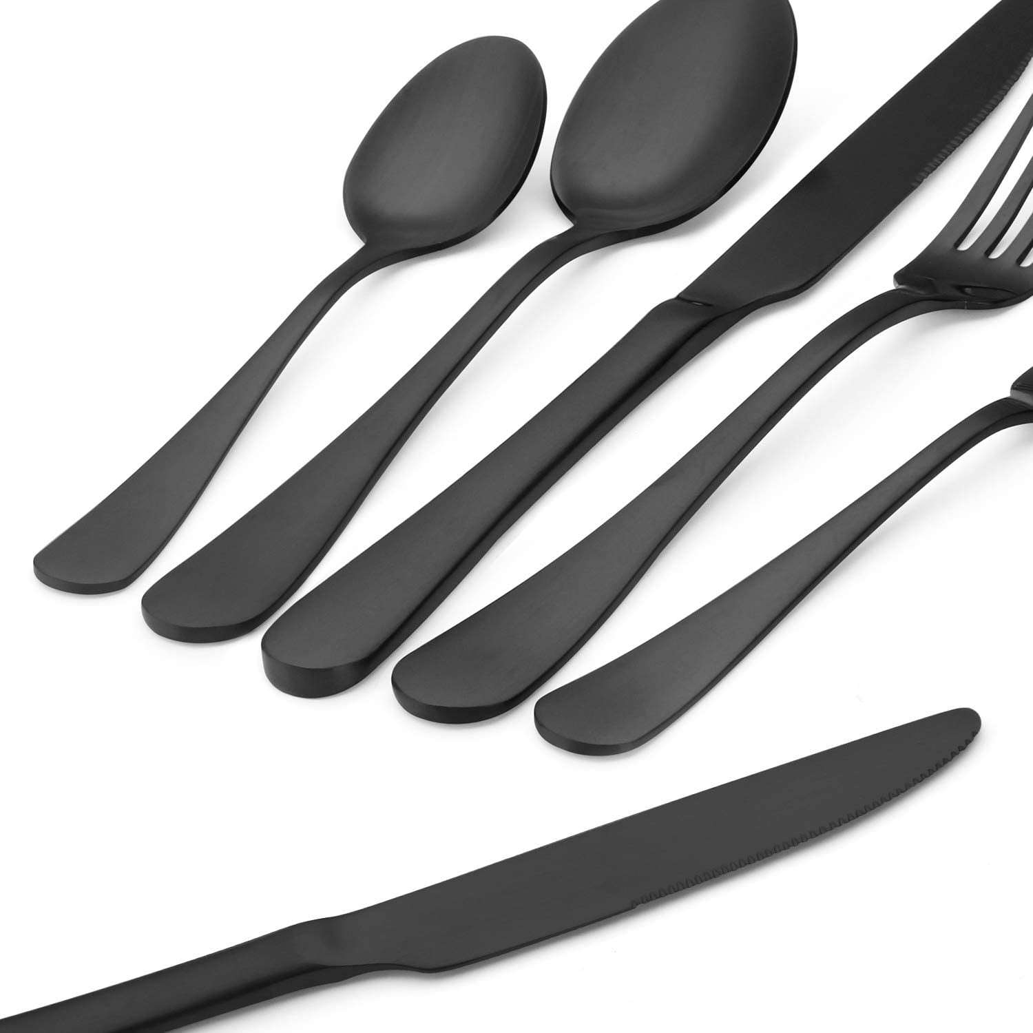 Matte Black Silverware Set, Satin Finish 20-Piece Stainless Steel Flatware Set,Kitchen Utensil Set Service for 4,Tableware Cutlery Set for Home and Restaurant, Dishwasher Safe