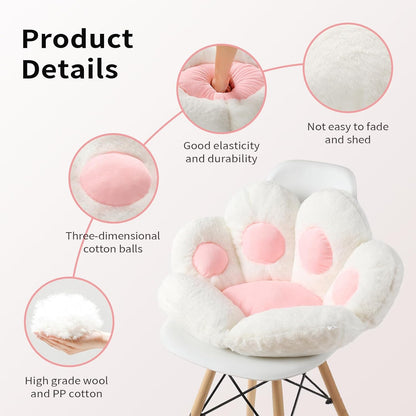 Cat Paw Cushion Kawaii Chair Cushions 31.4 X 27.5 Inch Cute Stuff Seat Pad Comfy Lazy Sofa Office Floor Pillow for Gaming Chairs Room Decor White