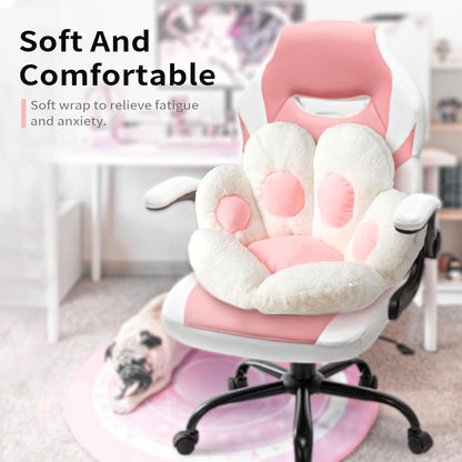 Cat Paw Cushion Kawaii Chair Cushions 31.4 X 27.5 Inch Cute Stuff Seat Pad Comfy Lazy Sofa Office Floor Pillow for Gaming Chairs Room Decor White