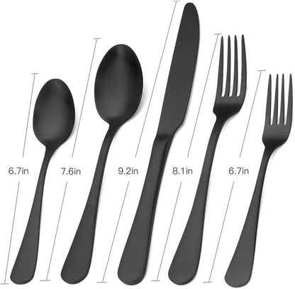 Matte Black Silverware Set, Satin Finish 20-Piece Stainless Steel Flatware Set,Kitchen Utensil Set Service for 4,Tableware Cutlery Set for Home and Restaurant, Dishwasher Safe