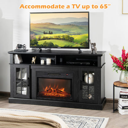 Fireplace TV Stand for Tvs up to 65 Inch with Side Cabinets and Remote Control