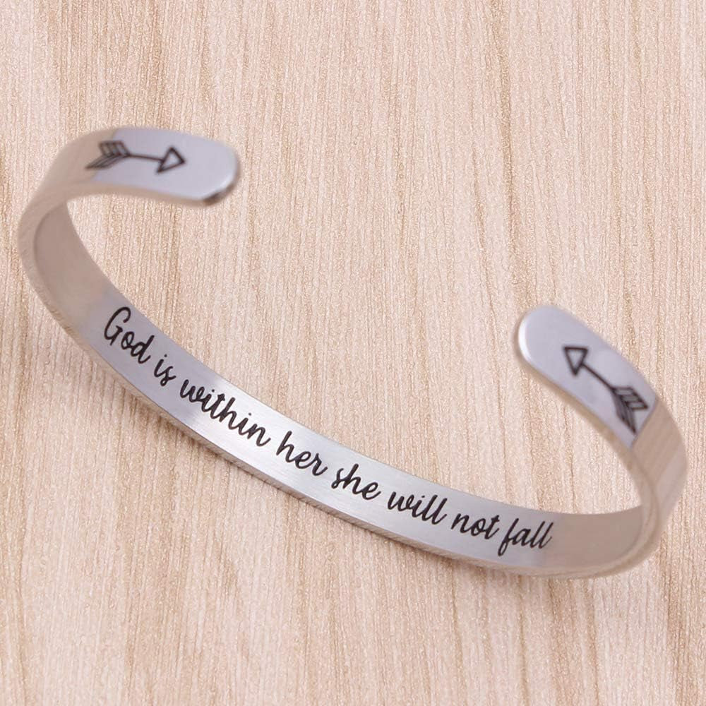 Bracelets for Women Inspirational Gifts for Women Girls Motivational Birthday Cuff Bangle Friendship Personalized Mantra Jewelry