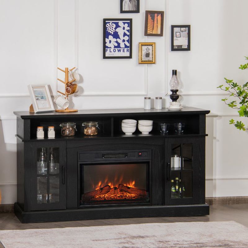 Fireplace TV Stand for Tvs up to 65 Inch with Side Cabinets and Remote Control