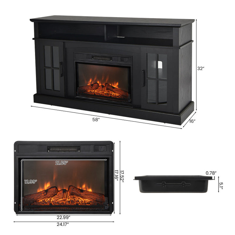 Fireplace TV Stand for Tvs up to 65 Inch with Side Cabinets and Remote Control