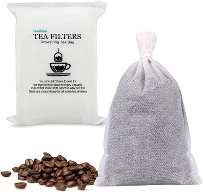 100Pcs Large Tea Bag - Disposable Empty Tea Filter Bags No Mess Mesh Bags with Drawstring for Concentrate/Iced Coffee, Herb, Loose Leaf Tea(4" X 6")