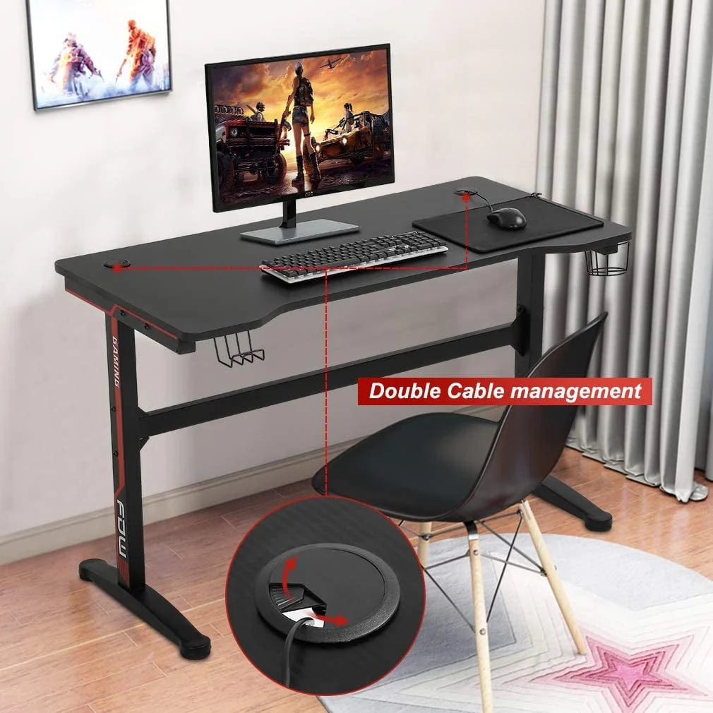 Gaming Desk Computer Desk Home Office Desk with Cup Holder Headphone Hook