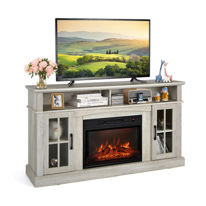 Fireplace TV Stand for Tvs up to 65 Inch with Side Cabinets and Remote Control