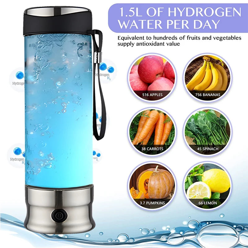 ORP Hydrogen Bottle Electric Water Filter Hydrogen Water Generator Water Bottle Ionizer Maker Hydrogen-Rich Water Antioxidants