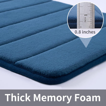 Memory Foam Bath Rug Non Slip Absorbent Bathroom Rugs with PVC Backing Ultra Soft Bath Room Floor Mat Kitchen Runner Restroom Living Room Carpet,20”X 32”,Navy