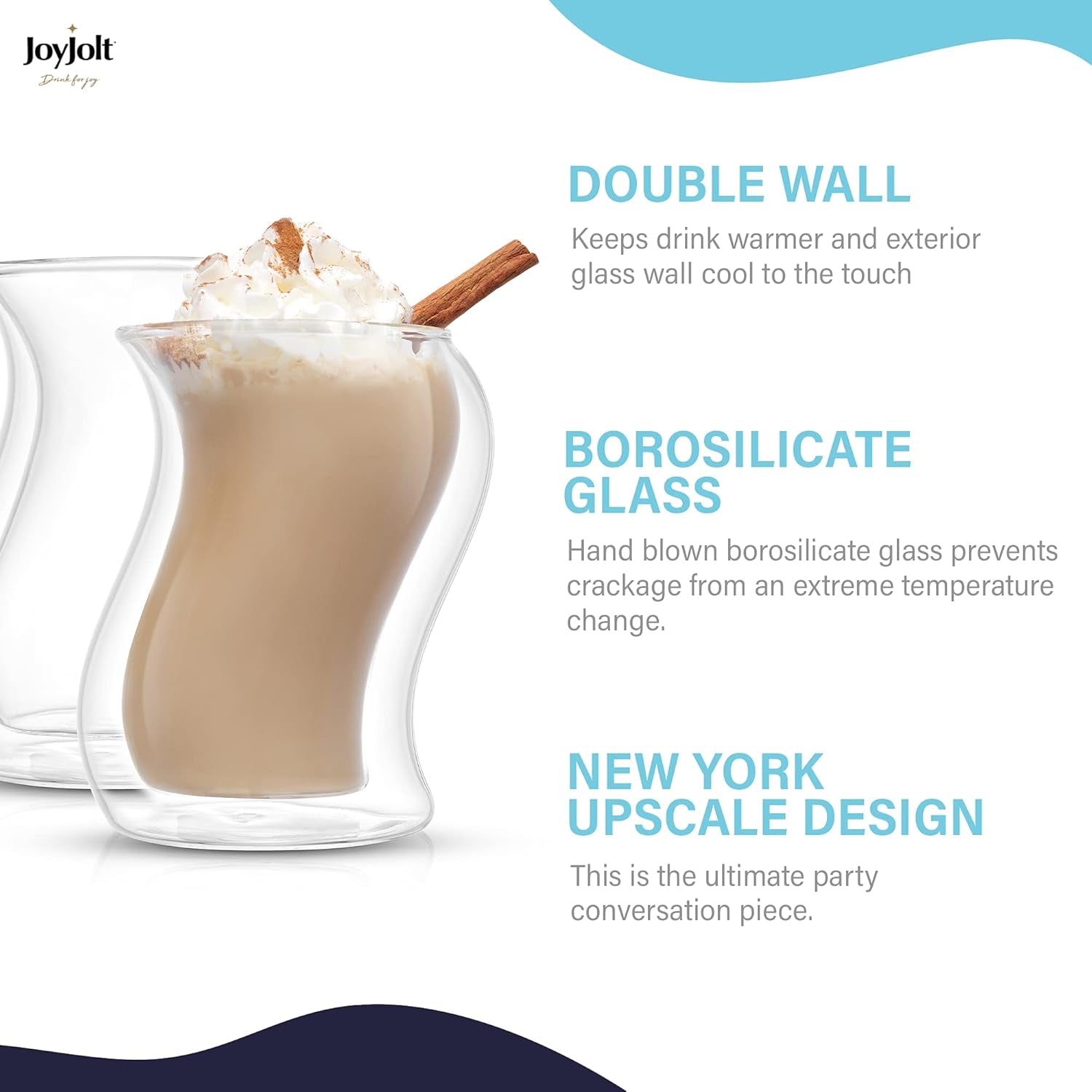 Pivot Double Insulated Tumblers - Set of 2 Exceptional 13.5 Oz Iced Coffee Tumbler - Elegant Bar Glasses for Coffee, Tea, or Cold Beverages - 2 X 405 Ml Iced Coffee Glasses for Hot Summers