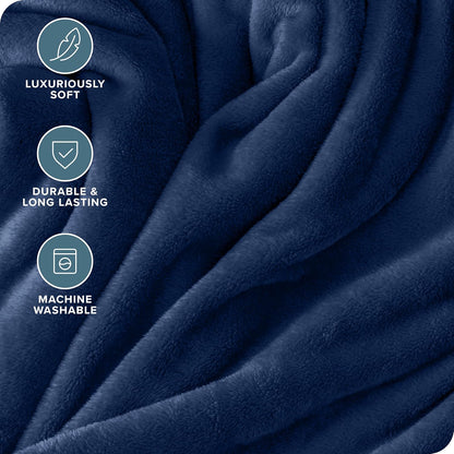 Microplush Fleece Blanket - King Blanket - Dark Blue - Lightweight Soft Blanket for Bed, Sofa, Couch, Camping, and Travel - Ultra Soft Warm Blanket (King, Dark Blue)