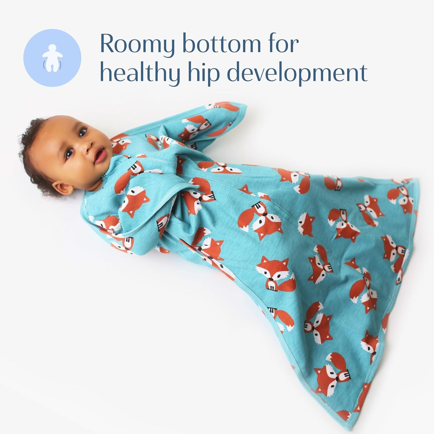 Sleeping Baby Zipadee-Zip Cotton Transition Swaddle Blanket - Baby Sleep Sack and Baby Blanket - Friendly Fox - 3-6 Months - 8-13 Lbs - 18-26"