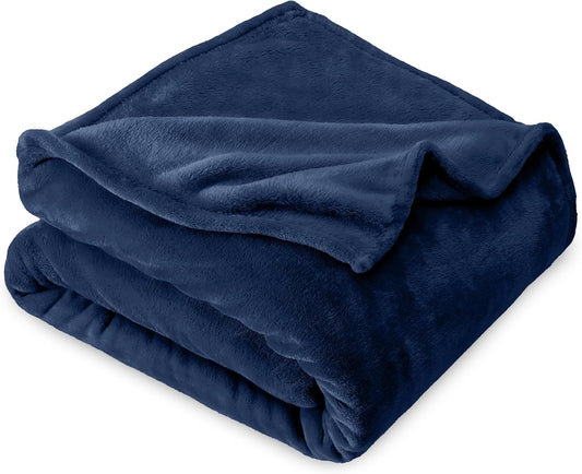 Microplush Fleece Blanket - King Blanket - Dark Blue - Lightweight Soft Blanket for Bed, Sofa, Couch, Camping, and Travel - Ultra Soft Warm Blanket (King, Dark Blue)