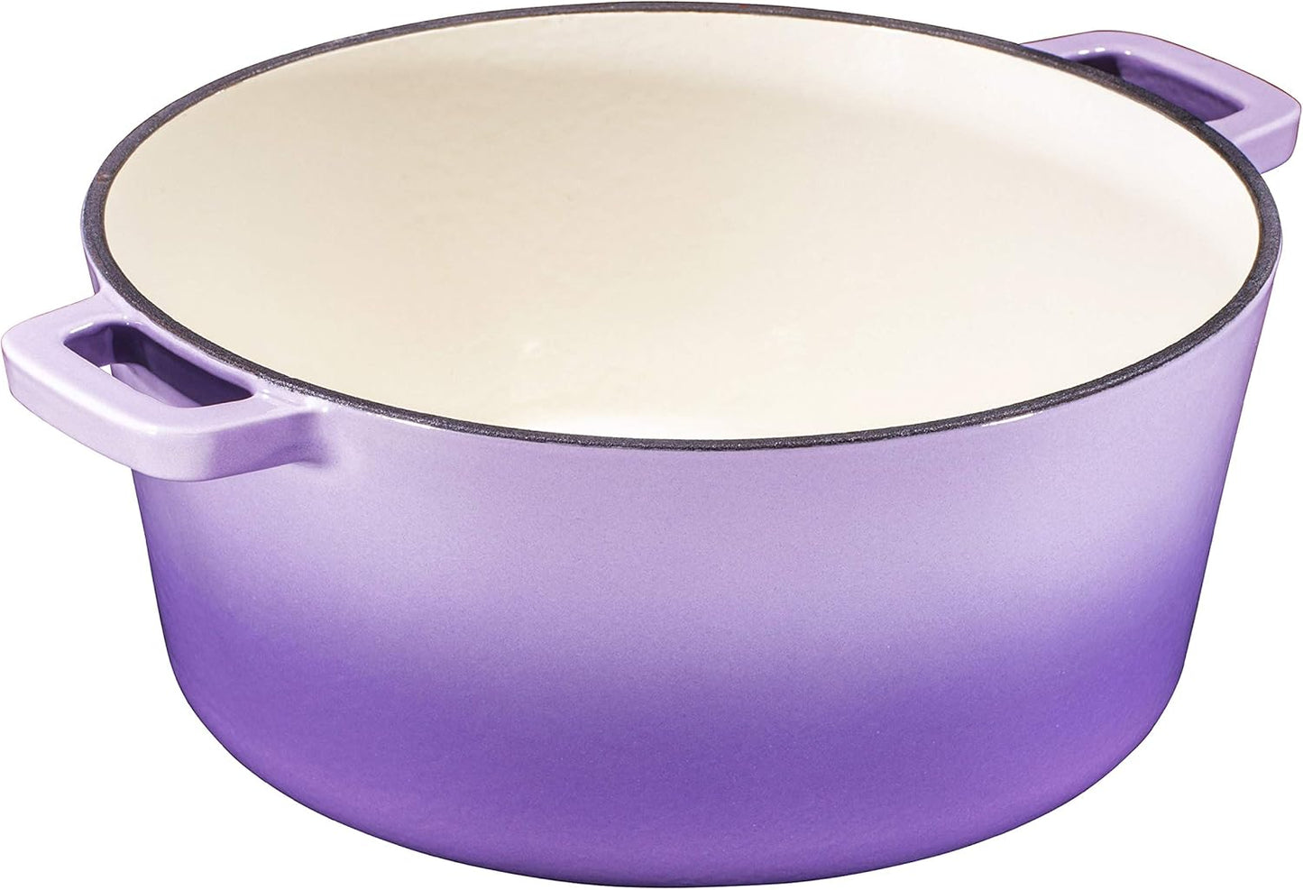 2 in 1 Enameled Cast Iron Double Dutch Oven & Skillet Lid, 5-Quart, Induction, Electric, Gas & in Oven Compatible, Enameled Purple