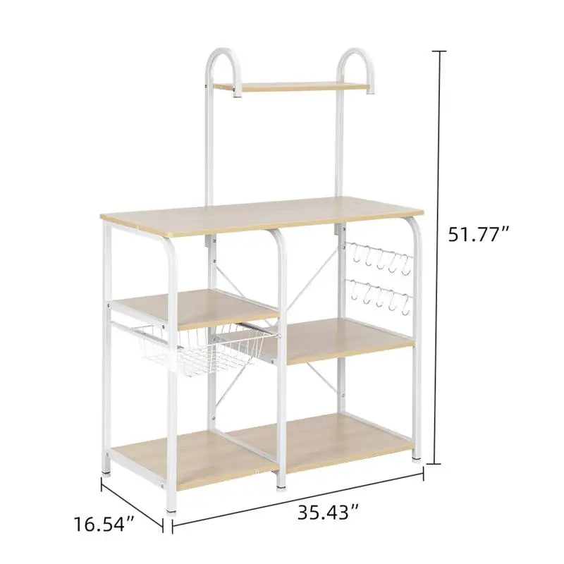 Kitchen Bakers Rack Freestanding Microwave Table Kitchen Microwave Stand with S-Shaped Hooks Kitchen Storage Kitchen Supplies