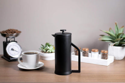 French Press Coffee Maker - Stainless Steel Double Wall Vacuum Insulated - Large Thermal Brewer 34 Oz 1000 Ml Matt Black