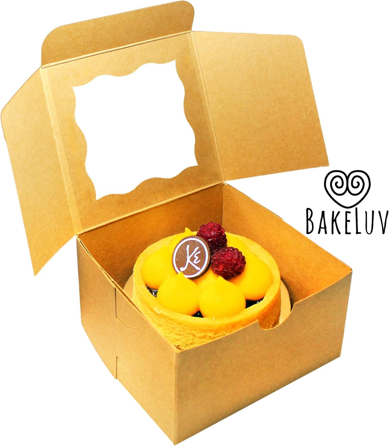 4X4X2.5” Brown Bakery Boxes with Window | 50 Pack