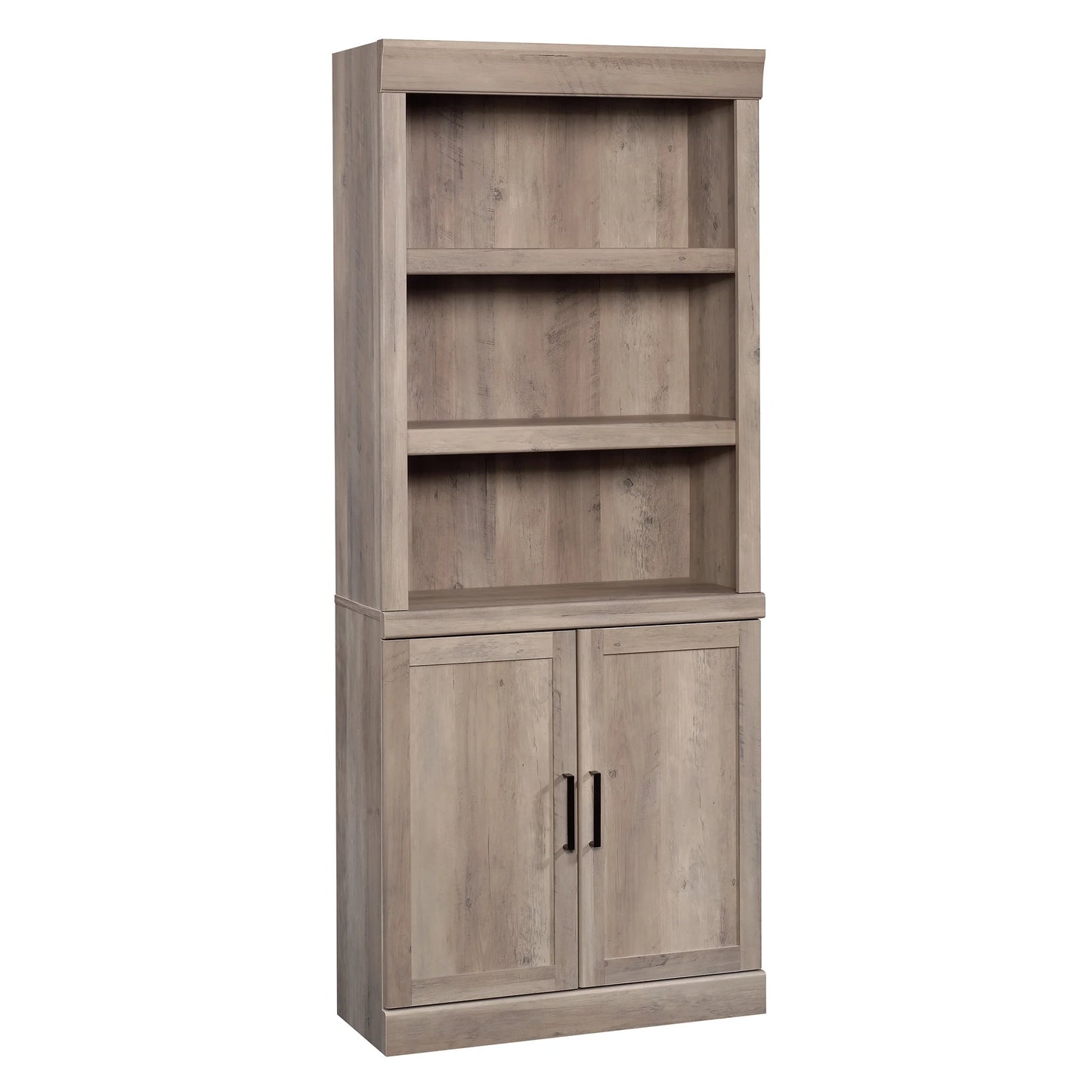 Glendale 5 Shelf Bookcase with Doors, Rustic Gray Finish