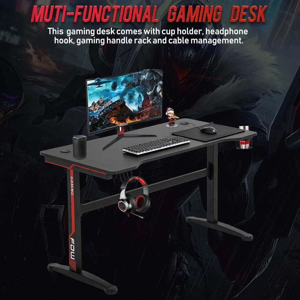 Gaming Desk Computer Desk Home Office Desk with Cup Holder Headphone Hook